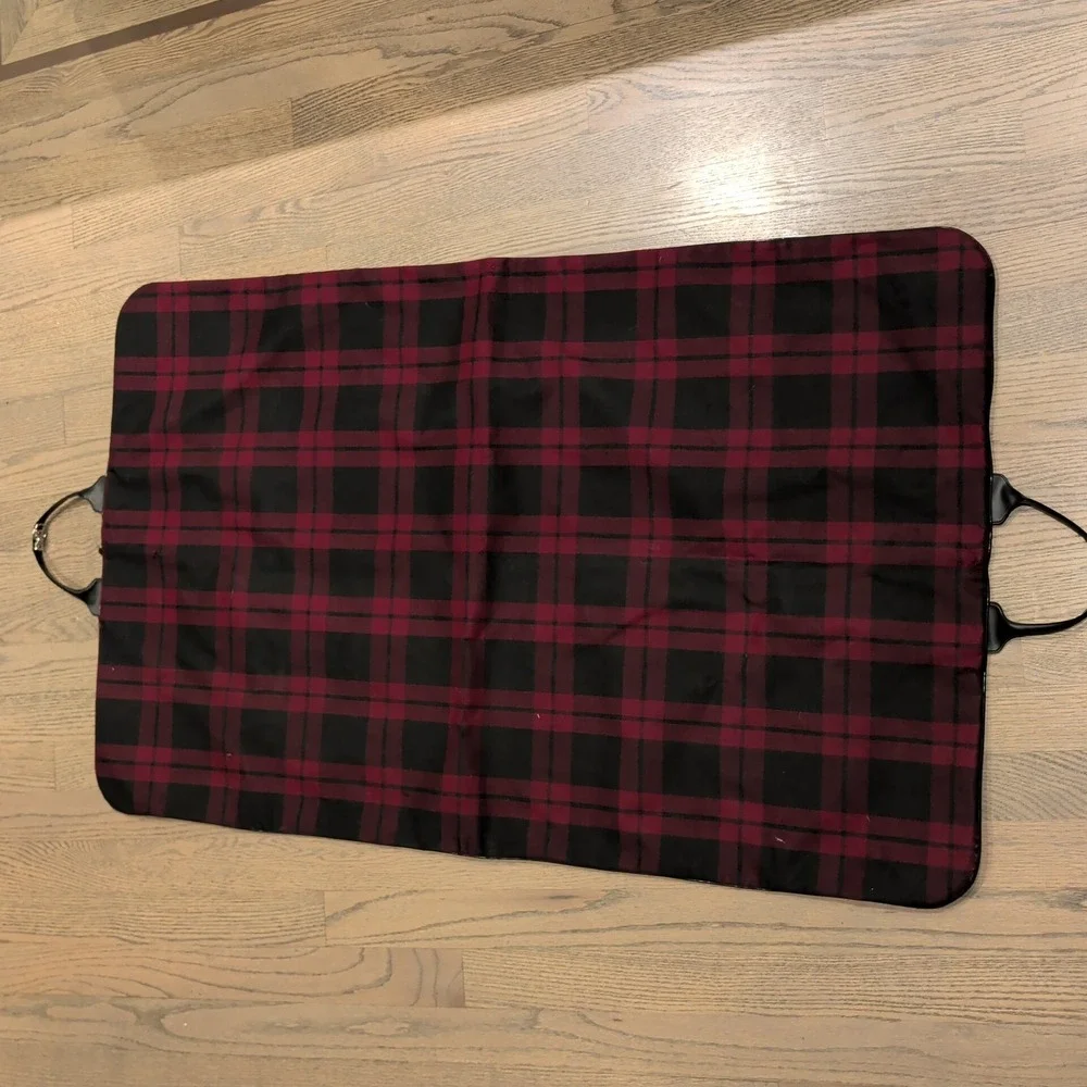 Vintage TWA Airlines Garment Bag Red Black Plaid Suiter Travel Luggage Logo